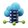 Cloud Data Storage Illustration with Connected Servers for Network 3d isolated on transparent background Royalty Free Stock Photo