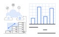 Cloud Data Storage with Integration to Analytics and Growth Metrics Visualization Royalty Free Stock Photo