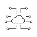 Cloud data storage linear icon Royalty Free Stock Photo