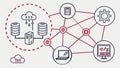 Cloud data storage network, data management, cloud computing and digital data storage vector design Generative AI Royalty Free Stock Photo