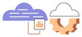 Cloud Data Storage and Processing with Connected File Folder and Gear Integration Royalty Free Stock Photo