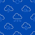 Cloud data storage seamless pattern with line icons. Database background, information server center, global network Royalty Free Stock Photo