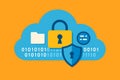 Cloud data storage security with padlock and binary code â AI generated Royalty Free Stock Photo