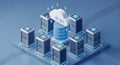 Cloud Data Storage System with Servers and Database, Secure Backup Concept Royalty Free Stock Photo