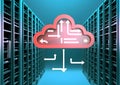 Cloud data storage, data transfer concept. AI generated Royalty Free Stock Photo
