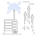 Cloud Data Storage and Transfer Representation with Server and Arrows Indicating Network Efficiency Royalty Free Stock Photo