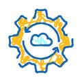 Cloud data synchronization process doodle icon Royalty Free Stock Photo