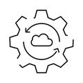 Cloud data synchronization processing with gear icon Royalty Free Stock Photo
