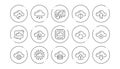 Cloud data and technology icons. Hosting, Computing data and File storage. Linear icon set. Vector Royalty Free Stock Photo