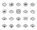 Cloud data and technology icons. Set of Hosting, Computing data and File storage. Vector