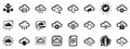 Cloud data and technology icons. Set of Hosting, Computing data and File storage. Vector Royalty Free Stock Photo