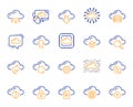 Cloud data and technology line icons. Set of Hosting, Computing data and File storage. Vector Royalty Free Stock Photo