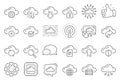 Cloud data and technology line icons. Set of Hosting, Computing data and File storage. Vector