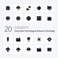 20 Cloud Data Technology And Network Technology Solid Glyph icon Pack like folder find world search cloud