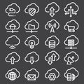 Cloud Data Technology. Thin line web icons set. Outline icons collection.