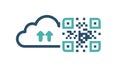 Cloud Data Transfer with QR Code, vector design Generative AI Royalty Free Stock Photo