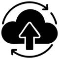 Cloud data transfer and sharing arrow up sign for backup synchronization and upload storage Royalty Free Stock Photo