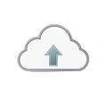 Cloud data upload icon. Graphic illustration of an arrow pointing upwards inside a cloud shape Royalty Free Stock Photo