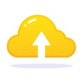 Cloud data upload icon. Yellow cloud with white arrow. Vector design for online storage Royalty Free Stock Photo