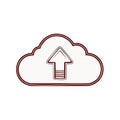 Cloud Data Upload Symbol Outline Icon Illustration of Data Transfer with Arrow Indicates Moving Process Royalty Free Stock Photo