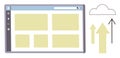 Cloud Data Uploading Concept with Web Interface and Arrows Indicating Data Transfer Royalty Free Stock Photo