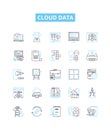 Cloud data vector line icons set. Cloud, Data, Storage, Platform, Computing, Backup, Virtualization illustration outline Royalty Free Stock Photo