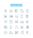 Cloud data vector line icons set. Cloud, Data, Storage, Platform, Computing, Backup, Virtualization illustration outline Royalty Free Stock Photo