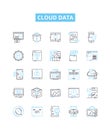 Cloud data vector line icons set. Cloud, Data, Storage, Platform, Computing, Backup, Virtualization illustration outline Royalty Free Stock Photo