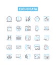 Cloud data vector line icons set. Cloud, Data, Storage, Platform, Computing, Backup, Virtualization illustration outline Royalty Free Stock Photo
