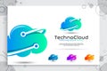 Cloud Data Vector logo for technology data service with modern color and style concept, Illustration of cloud for software