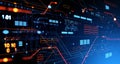 Big data center processing information, glowing binary code with abstract lines Royalty Free Stock Photo