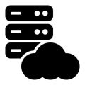 Cloud Database, Cloud Hosting, Cloud Server Glyph Solid Icon Royalty Free Stock Photo