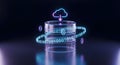 Neon Nexus: Visualizing the Flow of Binary Data to the Cloud Server Royalty Free Stock Photo