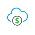 Cloud database dollar vector icon