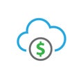 Cloud database dollar vector icon Royalty Free Stock Photo