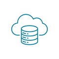 Cloud database function line icon. Cloud with server rack symbol. Royalty Free Stock Photo