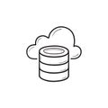 Cloud database hand drawn outline doodle icon.