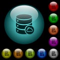 Cloud database icons in color illuminated glass buttons Royalty Free Stock Photo