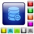 Cloud database color square buttons Royalty Free Stock Photo
