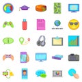 Cloud database icons set, cartoon style Royalty Free Stock Photo