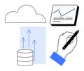 Cloud Data Analysis with Growth Trends and Handwriting Input Concept Royalty Free Stock Photo