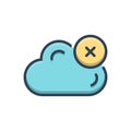 Color illustration icon for Cloud delete, computing and database