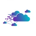 Cloud design featuring several interconnected clouds in a gradient of blue to purple. Royalty Free Stock Photo