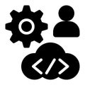 Cloud Developer, Cloud Engineer, Cloud Programmer Glyph Solid Icon