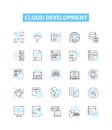 Cloud development vector line icons set. Cloud, Development, Platform, Architecture, Deployment, Management Royalty Free Stock Photo