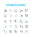 Cloud development vector line icons set. Cloud, Development, Platform, Architecture, Deployment, Management Royalty Free Stock Photo