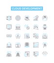 Cloud development vector line icons set. Cloud, Development, Platform, Architecture, Deployment, Management