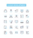 Cloud development vector line icons set. Cloud, Development, Platform, Architecture, Deployment, Management Royalty Free Stock Photo