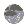 Cloud, disaster, lightning, rain, storm, thunder color icon. Element of global warming illustration. Signs and symbols collection Royalty Free Stock Photo