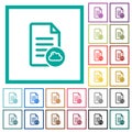 Cloud document flat color icons with quadrant frames